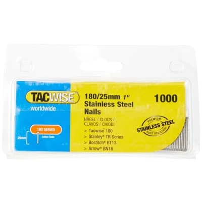 Immagine di Tacwise 1066 Chiodi Brad 18G Acciaio Inossidabile Tipo 180/25 mm, Confezione da 1000