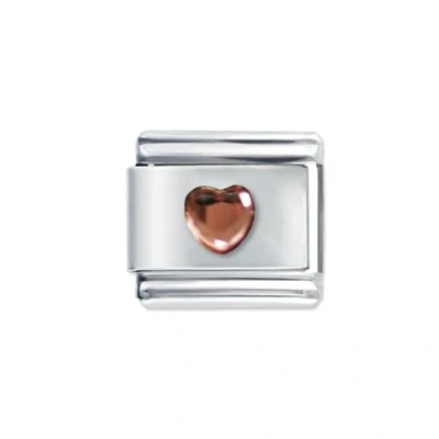 Immagine di Quiges Modulo Charm Link in Stile Italiano da 9 mm Acciaio Inox Cuore Rosa per bracciali Italian Links