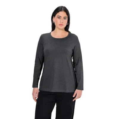 Immagine di Ulla Popken Jcoscoop Tee SS Crew Neck Maglia a Maniche Lunghe, Grigio (Anthrazit 12), 68 70 Donna