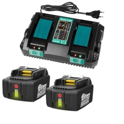 Immagine di Caricatore doppio rapido DC18RD con BL1850B 18V 5Ah Batterie di ricambio per Makita BL1860B BL1850 BL1840B BL1840 BL1830B BL1830