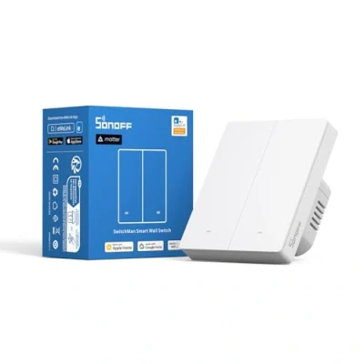 Immagine di SONOFF M5 2C 80W interruttore intelligente, Smart a parete, pulsanti meccanici, temporizzatore, controllo vocale, compatibile con Alexa e Google Home,Compatibile Matter