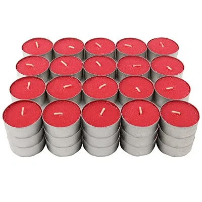 Immagine di Lumini Profumate, 60 Unità Tealight Candele Colore Rosso Aromatiche Profumo di Frutti Bosco