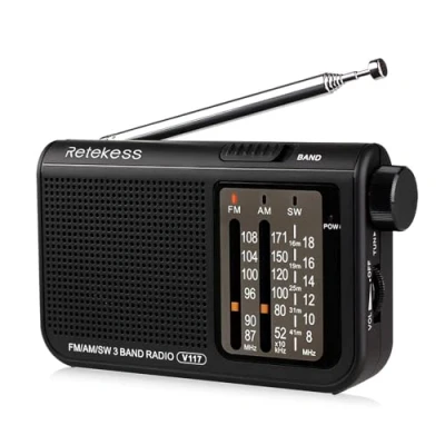 Immagine di Retekess V117 Radio Mini,Radiolina Portatile AM FM SW,Radio a Pile,Auricolare,Con un&#039;Eccellente Qualità del Suono,Walkman,Camping,per Anziani (Nero)