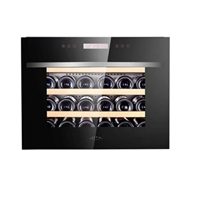 Immagine di cantinetta frigo LuzVini LV22. vino da incasso 1 zona di temperatura. Porta in vetro, una zona, 22 bottiglie, 41dB, larghezza 60 cm e 3 ripiani scorrevoli legno faggio