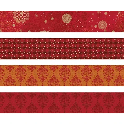 Immagine di Heyda 204875523 Set di Strisce Pieghevoli per Stelle Froebel 1 x 30 cm e 1,5 45 cm, 4 Motivi Assortiti in Due Diverse Misure, Rosso