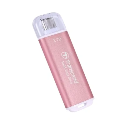 Immagine di Transcend SSD portatile ESD300P 2TB USB Type C 10Gb/s compatibile PS4/PS5, rosa TS2TESD300P
