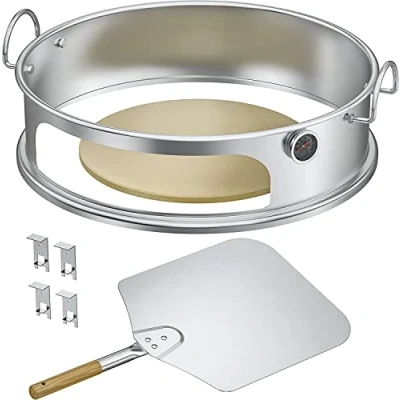 Immagine di Onlyfire BRK 6023 Acciaio Inossidabile Pizza Forno Pacchetto Completo PizzaRing per Weber 57cm Grill Bollitore e Molti Altri Modelli, Carbone di Legna
