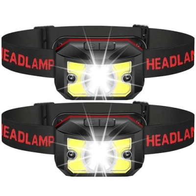 Immagine di Winzwon Lampada Frontale LED, USB Ricaricabile Torcia con 5 modalità di Illuminazione, Luce da Testa Impermeabile Adatto a Bambini e Adulti,Pesca,Corsa,2 Pezzi