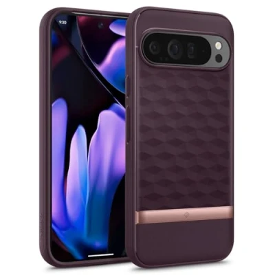 Immagine di Caseology Parallax per Google Pixel 9 Pro XL Custodia, [Protezione anticaduta di grado militare] Custodia ergonomica 3D Hexa Cube Burgundy