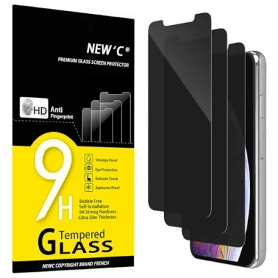 Immagine di NEW&#039;C 3 Pezzi, Pellicola Protettiva Privacy per iPhone 11 Pro Max, XS Max (6,7 Pollici), Angolo di 28 Gradi Migliorato, Durezza Ultra Resistente 9H, Senza Bolle
