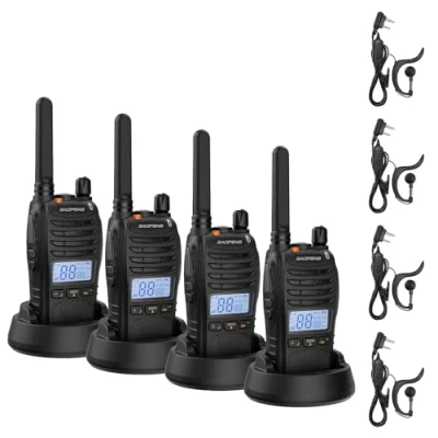 Immagine di BAOFENG BF 88ST Pro PMR446 Walkie Talkie, Radio Bidirezionali Ricaricabili Senza Licenza a Lungo Raggio Aggiornate con Display LCD, Doppio Orologio VOX, Auricolari, Confezione da 4
