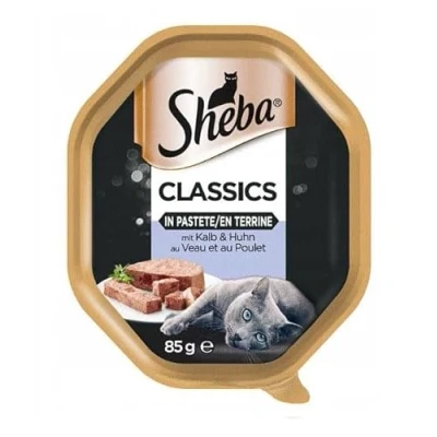 Immagine di Sheba Classics con vitello e pollo: cibo umido completo per gatti adulti in patè 22 x 85 g