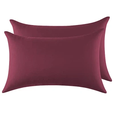 Immagine di Federe Cuscini Letto Matrimoniale Cotone 40x70 cm 2 PCS, Set Certificato Oeko TEX in Premium 110GSM, Morbida e Traspirante, Ipoallergenica Bordeaux