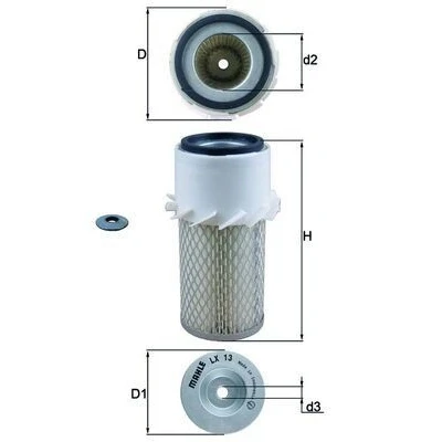 Immagine di MAHLE ORIGINAL LX 13 filtro aria 184,3 106,0, 83 Cartuccia