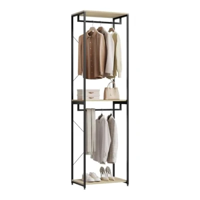 Immagine di WOLTU Stand Appendiabiti in Legno Attaccapanni Guardaroba per Cameretta Scaffale Porta Abiti 60x40x213 cm SR0113hei