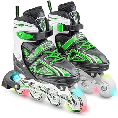 Immagine di Apollo Super blades X Pro pattini in linea regolabili fino a 4 misure per bambini rotelle LED Misura S, M, L Bambina e Bambino Comodi robusti