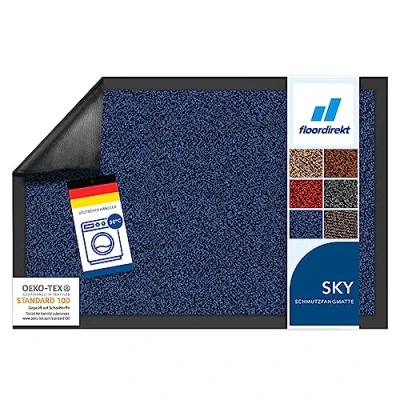 Immagine di Floordirekt Zerbino Rhine, lavabile e resistente, con retro antiscivolo, disponibile in diverse misure colori (blu mélange), 135 cm x 200