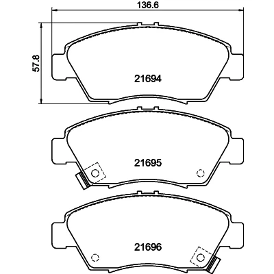 Immagine di HELLA 8DB 355 016 461 Kit pastiglie freno con segnalatore acustico usura HONDA: Civic 6 Hatchback, 7 V Hatchback