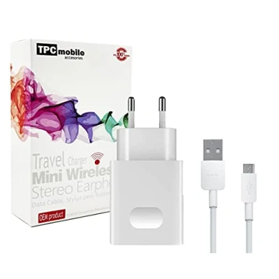 Immagine di Caricabatterie 10 W + cavo micro USB per Huawei Y5, Y5p, Y6, Y6s, Y6p, Y7, Y7p, Y8s, Y9, P40 Lite E, P8 Lite, P Smart