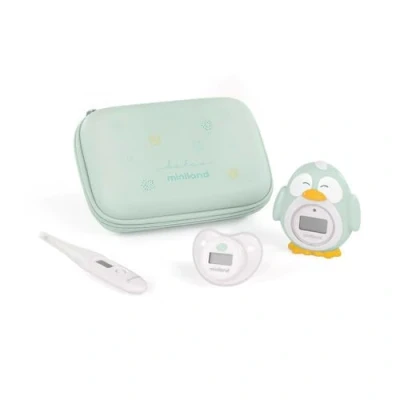 Immagine di Miniland Thermokit Dolce Mint. Set di tre termometri per bambini in pratica borsa da toilette.