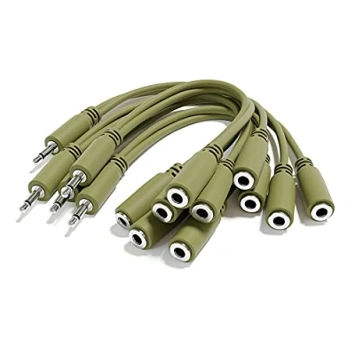 Immagine di ExcelValley 5 Pack Cavi Patch Mono Diviso Y TS 3,5mm 1/8&quot; Eurorack Synth Sintetizzatore [Verde Militare]