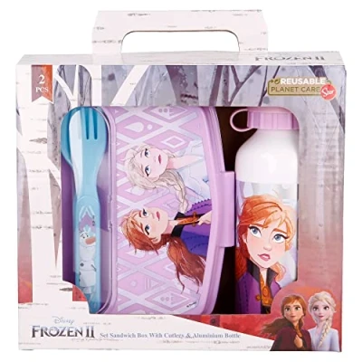 Immagine di Stor Set Urban Torna alla Cole 4 PZ (Bottiglia Alluminio 400 ML E SANDWICHERA con COPERTI) Frozen II Elements, Metallo, Multicolore, Estándar