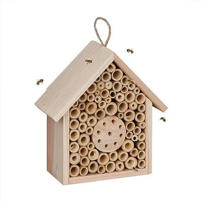 Immagine di Relaxdays Casetta per Api, Hotel in Legno Insetti, Giardino e Balcone, da Appendere, 20,5 x 19,5 8,5 cm, Marrone, 60%