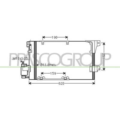 Immagine di PRASCO OP017C002 Condensatore con essiccatore 11 8 Alluminio 560 R 134a OPEL: Zafira A, Astra G Caravan, Coupe