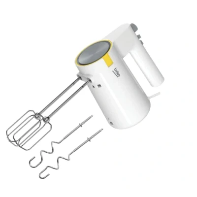 Immagine di Beko HMM62404W Sbattitore Glow Line, 420 W, 4 Velocità + Turbo, 2 Fruste Mixer e Ganci Impastatori in Acciaio Inox Bianco