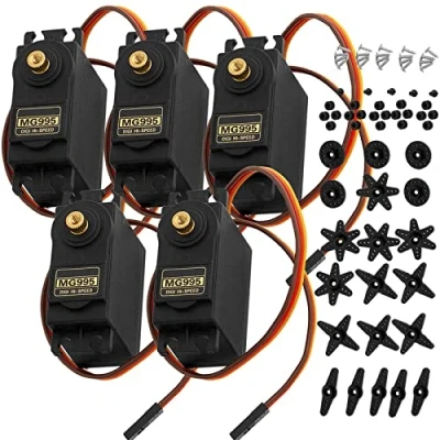 Immagine di AZDelivery 5 x MG995 Micro Servomotore Digitale per Elicotteri RC Robot Elicottero Aereo compatibile con Arduino incluso un E Book!