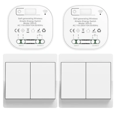 Immagine di Cerhot Set di ricevitori interruttori della luce senza fili per interruttore da parete, illuminazione a LED interni ed esterni, batteria (EU 2 x marce + 1 ricevitore)