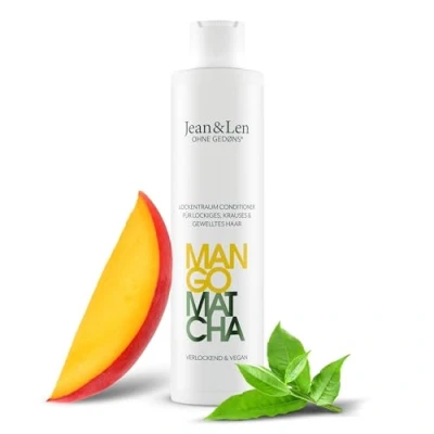 Immagine di Jean &amp; Len Curl Dream Conditioner Mango Matcha, doma i capelli indisciplinati e crespi, riduce le doppie punte, nutre definisce onde ricci naturali, senza parabeni siliconi, vegan, 300ml