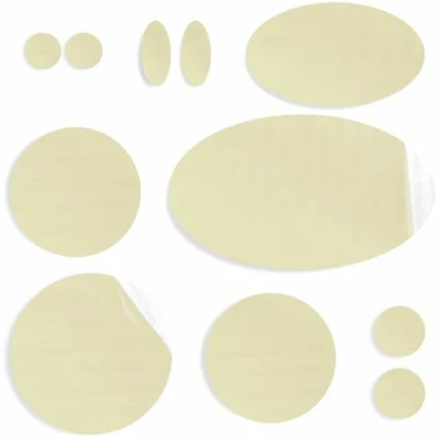 Immagine di aZengear Toppe per riparazione piumini Tessuto in nylon pre tagliato, autoadesivo, morbido, impermeabile, resistente agli strappi fissare i fori nei vestiti, sacchi (11 pezzi, Beige Chiaro)