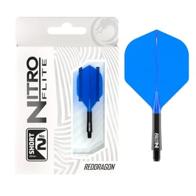 Immagine di RED DRAGON Freccette Nitro Flite Integrated Flight &amp; Shaft System N. 2 forma e design colore nero blu, lunghezza corta