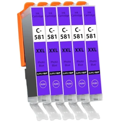 Immagine di Supply Guy 5 Cartucce per Stampante XXL Blu Fotografico compatibile Canon CLI 581 Pixma TS8100 TS8150 TS8151 TS8152 TS8200 TS8250 TS8251 TS8252 TS8300 TS8350 TS8351 TS8352 TS9100 TS9150 TS9155