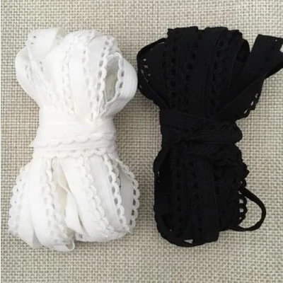 Immagine di Yulakes 10 Metri Piccolo Pizzo Trim Bianco Nero Elasticità Bordo In Intimo Nastro Elastico Per Artigianato Fai Da Te Accessori Indumenti