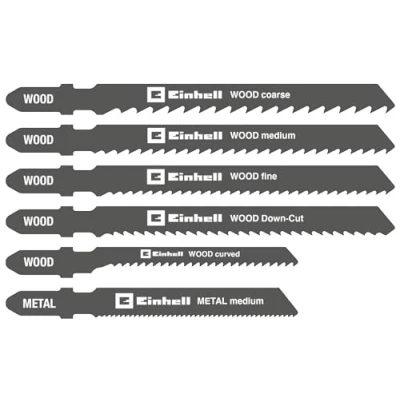 Immagine di Einhell Set di 10 lame per seghetto alternativo (accessori alternativo, albero a T, legno e metallo, con scatola immagazzinaggio)