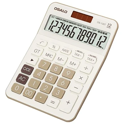 Immagine di OSALO Calcolatrice Tascabile Tasti Grandi Ampio Display LCD Computer da Ufficio a 12 Cifre Con Funzione di Controllo (OS 130T)