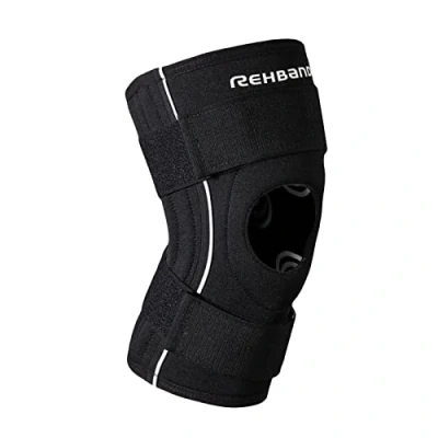 Immagine di Rehband Ginocchiera, 1 pezzo, ginocchiera apertura rotulea 5 mm in neoprene, chiusura con gancio e anello, Colore:Nero, Misura:L