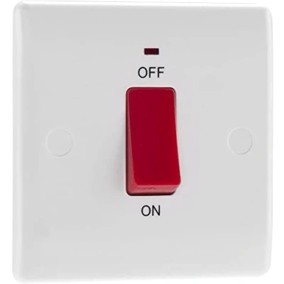 Immagine di British General 874 01 Nexus White Interruttore della Luce, Bianco Modellato, Neon Double Pole Cooker Control Unit