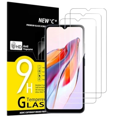 Immagine di NEW&#039;C 3 Pezzi, Vetro Temperato per Xiaomi Redmi 12C, 10C, Pellicola Prottetiva, Senza Bolle, Durezza 9H, 0,33mm Ultra Trasparente, Resistente