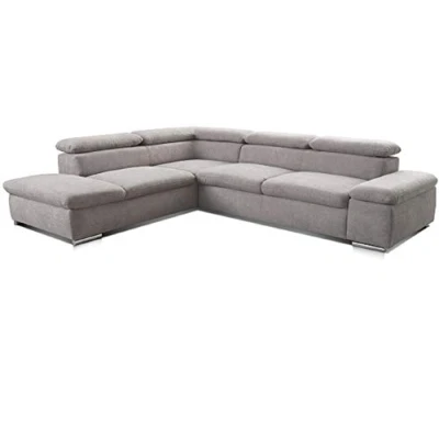 Immagine di CAVADORE Divano angolare Alkatraz grande a forma di L con pouf sinistro e poggiatesta regolabile, design moderno, 274 x 66 228 cm, grigio