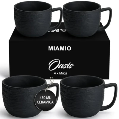 Immagine di MIAMIO Set di 4 tazze da 450 ml Tazza in ceramica opaca per caffè, latte, cappuccino e tè Collezione Oasis
