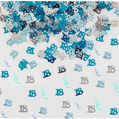 Immagine di SHATCHI 28 g blu e argento coriandoli per il 18 compleanno metallizzati Glitz tavolo Scatter Spruzzi Età Bday decorazioni feste, 12 mm