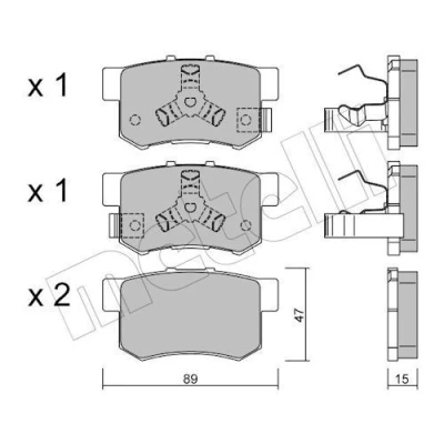 Immagine di METELLI 22 0173 1 Kit pastiglie freno con segnalatore acustico usura HONDA: CR V 3, FR V, 2