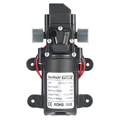 Immagine di VerRich 12V Pompe per Acqua Pompa a Membrana autoadescante ad Alta Pressione con connettore 20mm Camper, roulotte, Giardino Barche