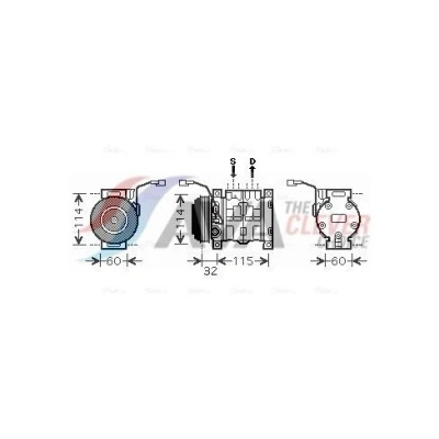 Immagine di AVA COOLING SYSTEMS SZAK110 compressore Aria Condizionata 10S13C 12V PAG 46 R134a con olio PAG, innesto elettromagnetico, senza diodo