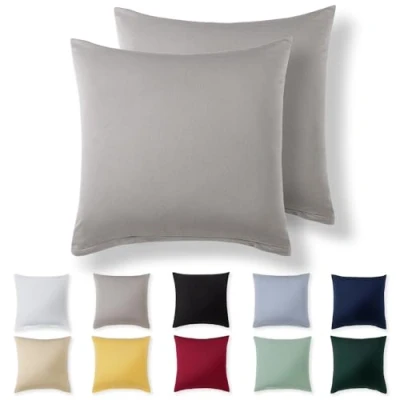 Immagine di Alreya Set di 2 Federe in 100% jersey cotone con chiusura lampo 65 x cm Grigio Chiaro Federa Cuscino, Copricuscino Divano, super morbida 65x65