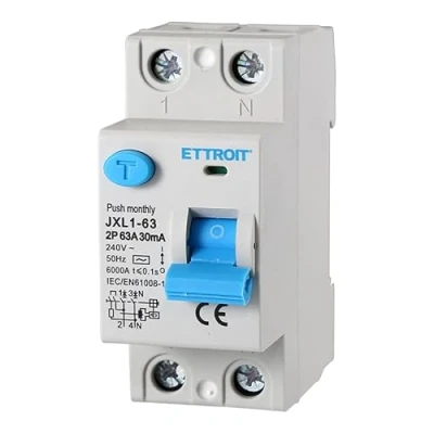 Immagine di Interruttore Differenziale Puro 2P 2 Poli 6kA 30mA 220V, Occupa Moduli DIN, RCCB C63 63A