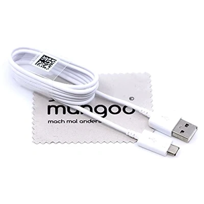Immagine di cavo di ricarica per dati originale Samsung Galaxy S7, S7 Edge, S6, S6 Tab 4, A, S2, USB Micro 1.5 m con panno la pulizia dello schermo mungoo